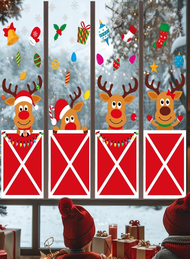 ojustbeok Christmas Deer Large Size Window Clings Decorations Reindeer Stable Window Decal Christmas Elk Winter Snowflake Reusable DIY Static Wall Door Sticker for Xmas Holiday Party Home Classroom Office Decor - Image 5